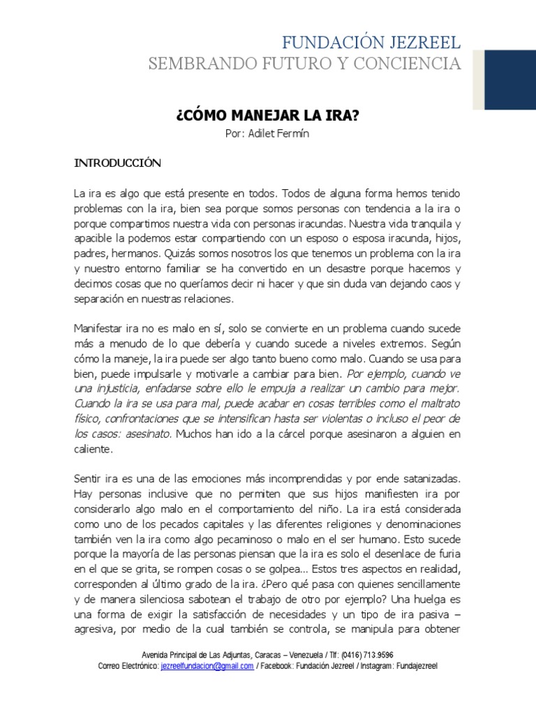 Taller de Inteligencia Emocional Cómo Manejar La Ira | PDF | Ira | Las ...