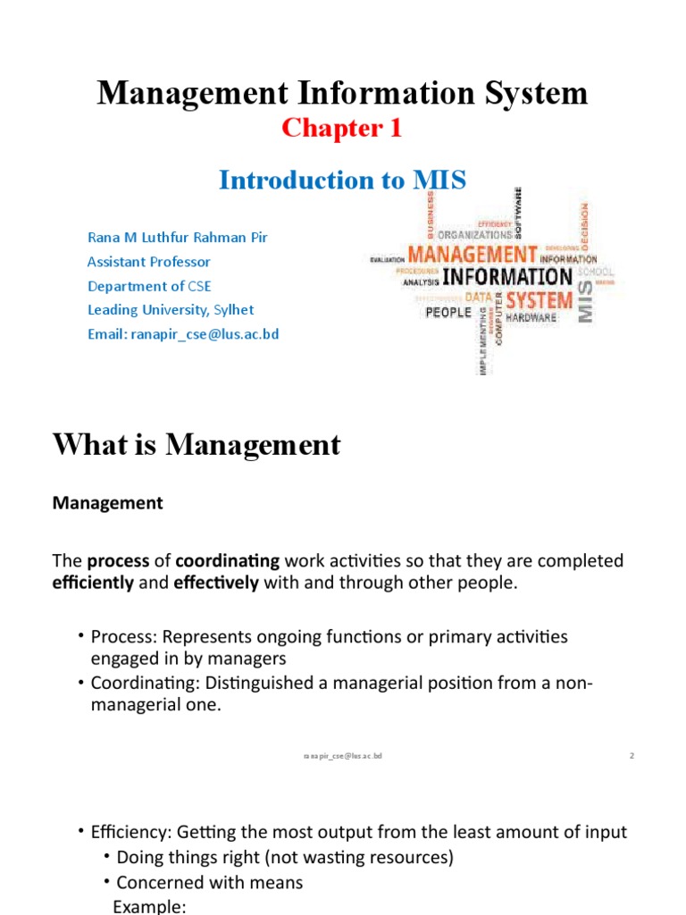 Introduction to Management Information Systems | PDF | System | Information