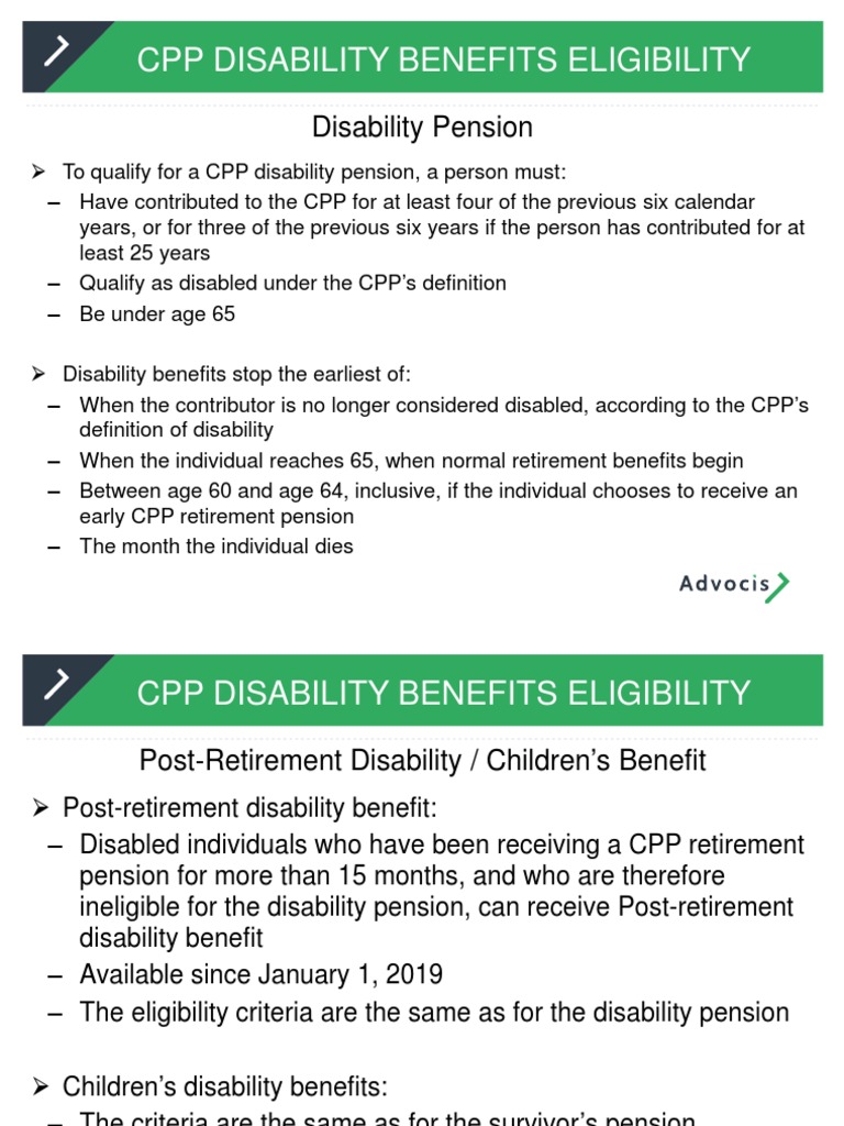 CPP Disability Benefits Eligibility PDF Pension Retirement