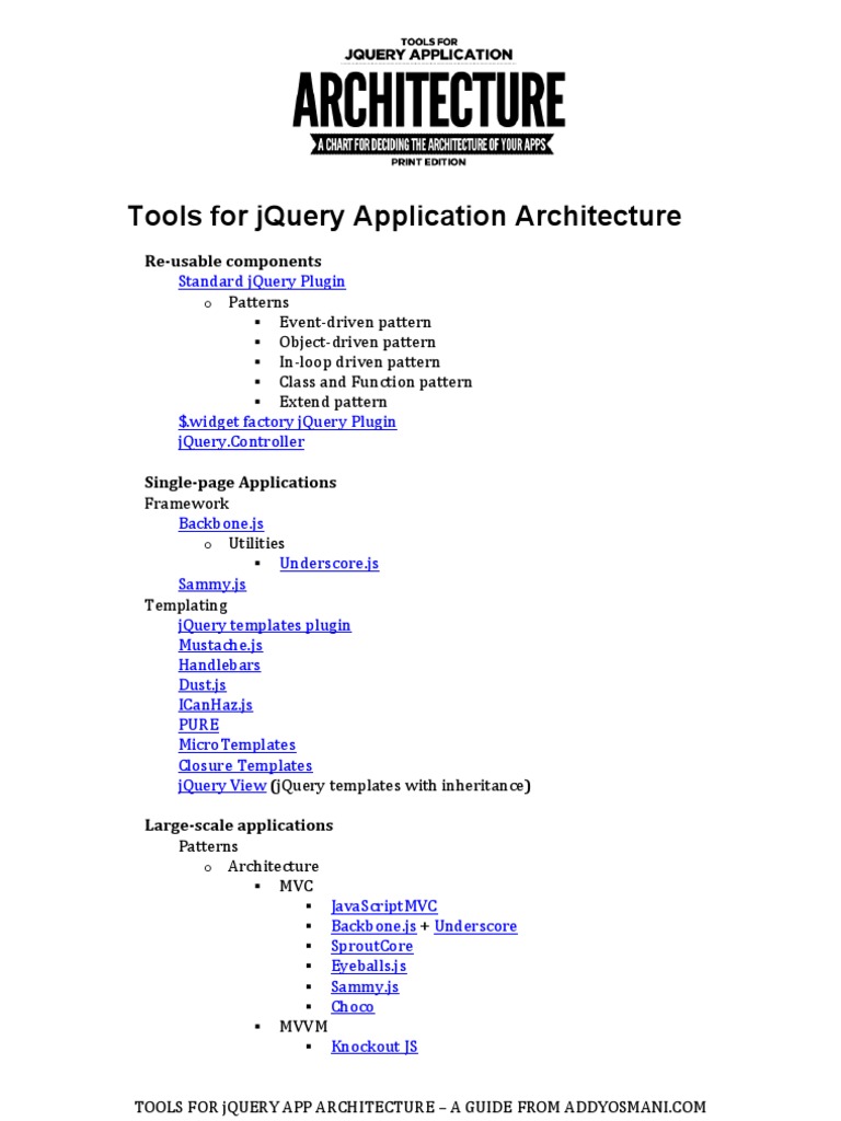 Tools For Jquery Application Architecture | PDF | J Query | Computer ...
