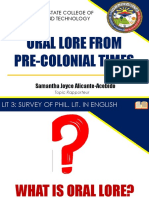 LIT 3 - Oral Lore From Pre-Colonial Times
