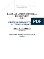 Language Learning Material Development Elt 3: Chapter 1-Introduction To Materials Developent
