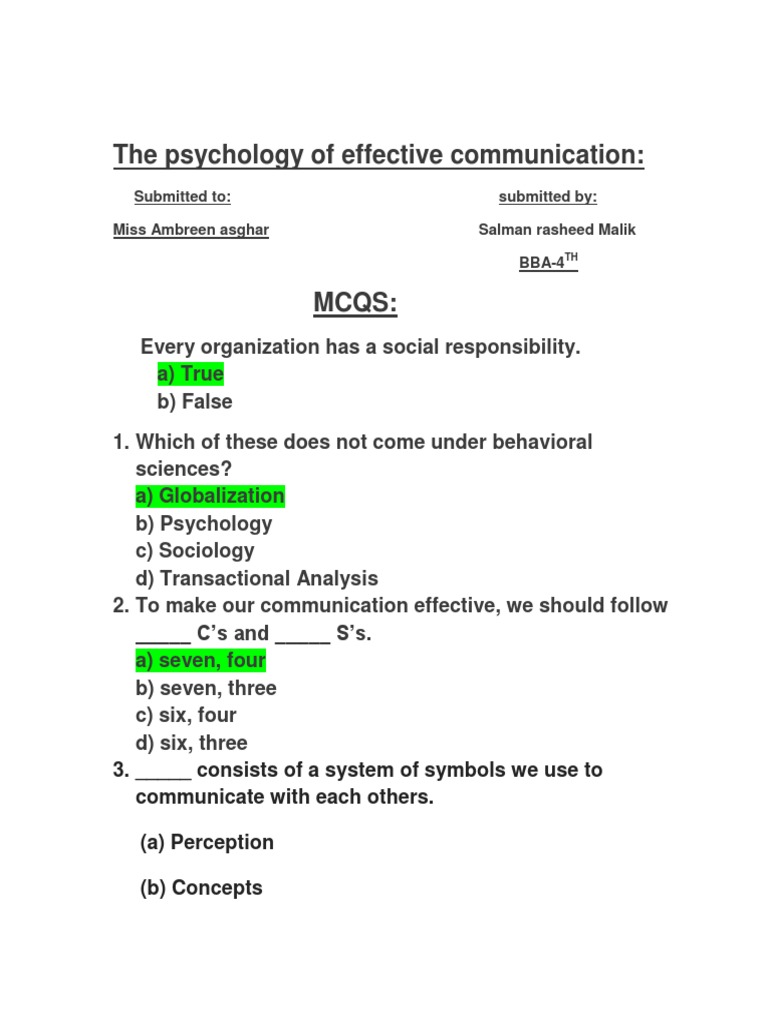 Psychology of Effective Communication | PDF | Communication | Reinforcement
