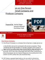 Presentation On One Person Company, Small Company and Producer Company
