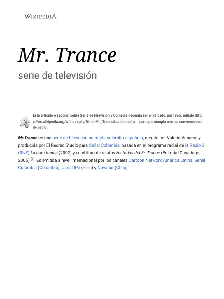 Mr. Trance - Wikipedia, La Enciclopedia Libre | PDF | Televisión