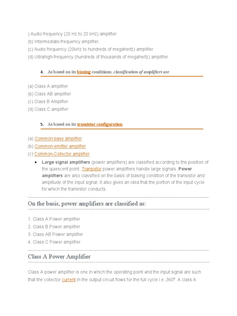 On The Basis, Power Amplifiers Are Classified As PDF Amplifier