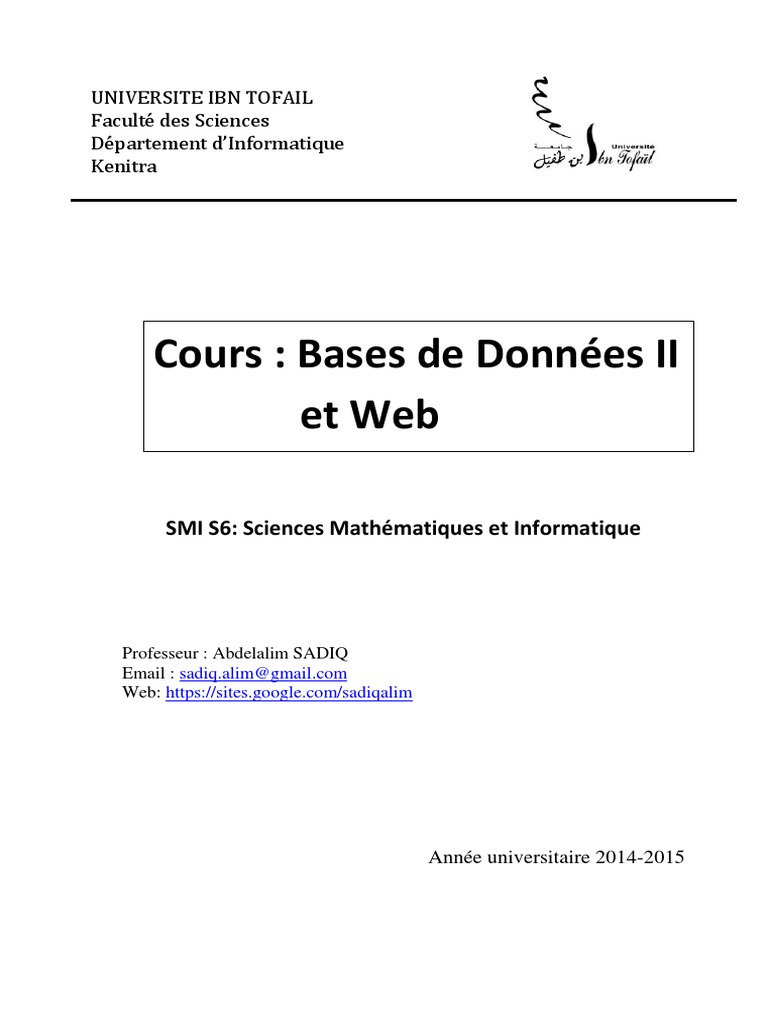 Cours de Bases de Données II et Web | PDF | Structure de contrôle ...