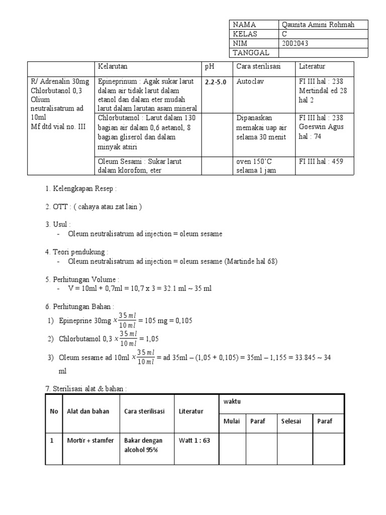 Proses Sterilisasi Ampul Adrenaline | PDF