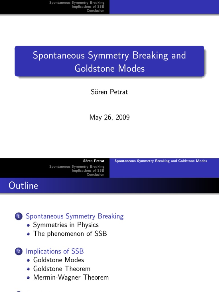 Spontaneous Symmetry Breaking and Goldstone Modes | PDF | Phase ...