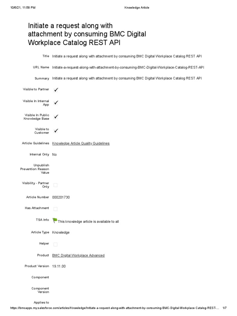 Initiate A Request Along With Attachment by Consuming BMC Digital Workplace Catalog REST API