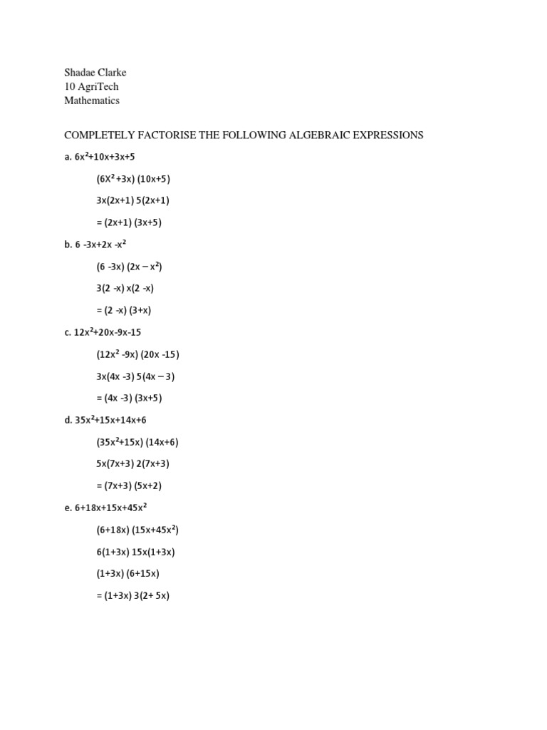 Mathematics Factorisation | PDF