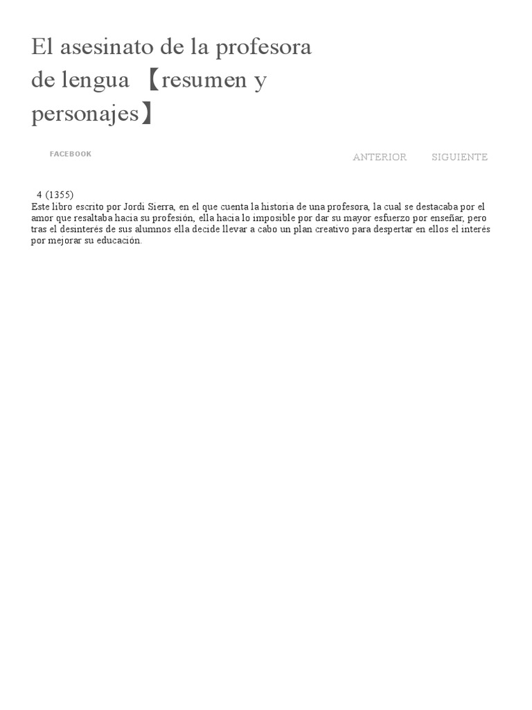 El asesinato de la profesora de lengua 【resumen y personajes】 ? PDF