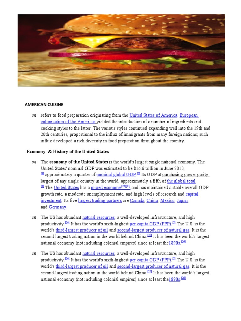 American Cuisine | PDF | Hamburgers | Doughnut
