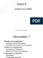 Cours 6. Sécurisation d Un SGBD. DBA - M1ASR - Université Evry 1