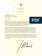 Carta Enviado Por Biden A Luis Abinader Sobre Cumbre Virtual