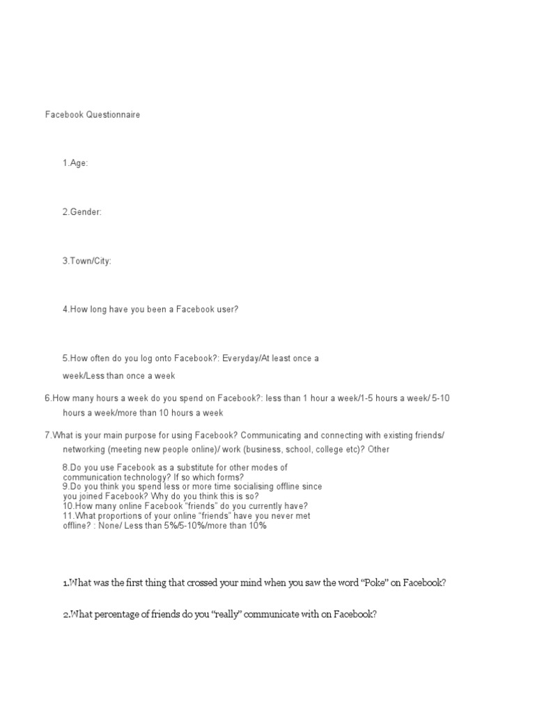 Facebook User Experience Questionnaire | PDF | Facebook | Gender