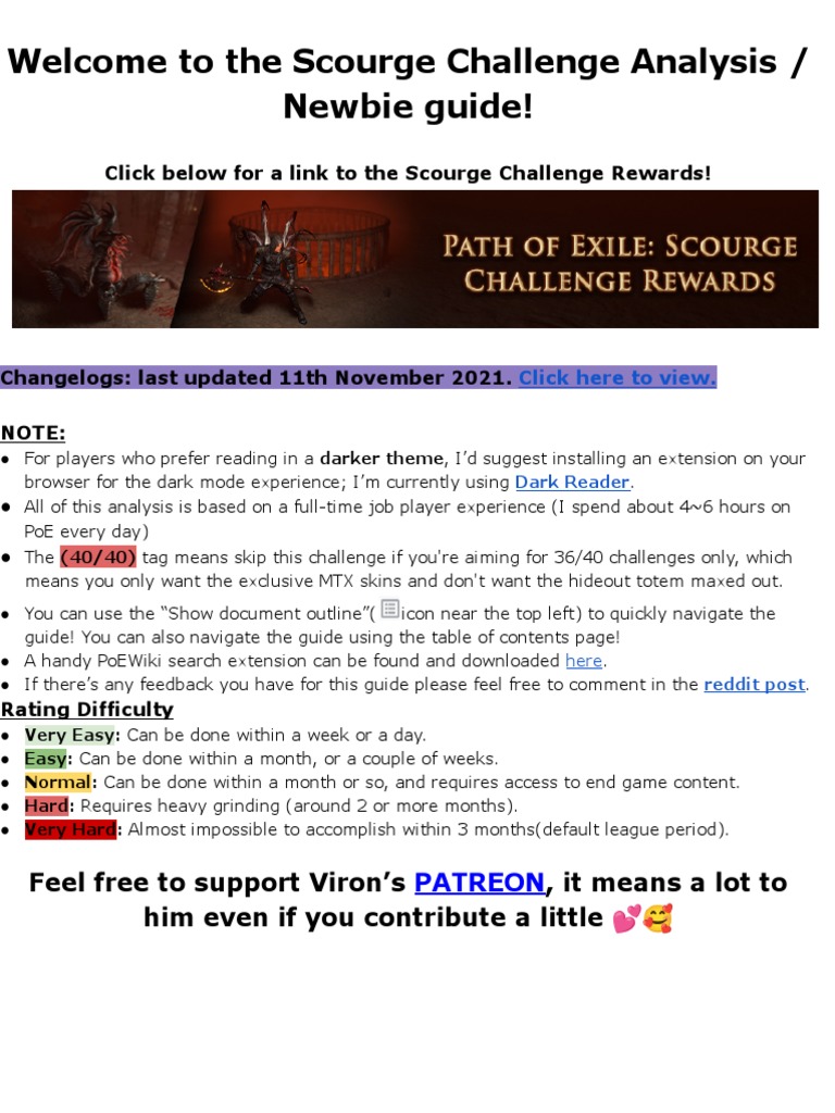 Scourge Challenges Analysis/Newbie Guide – PMCWF