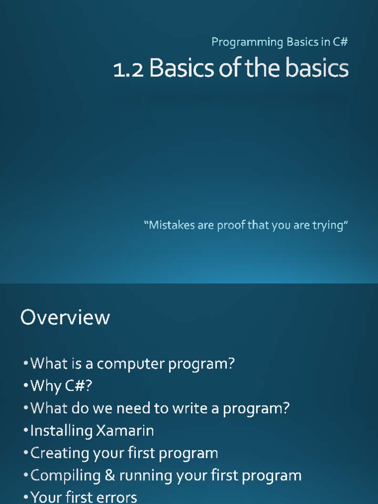 Programming Basics 1.2 Basics of The Basics | PDF