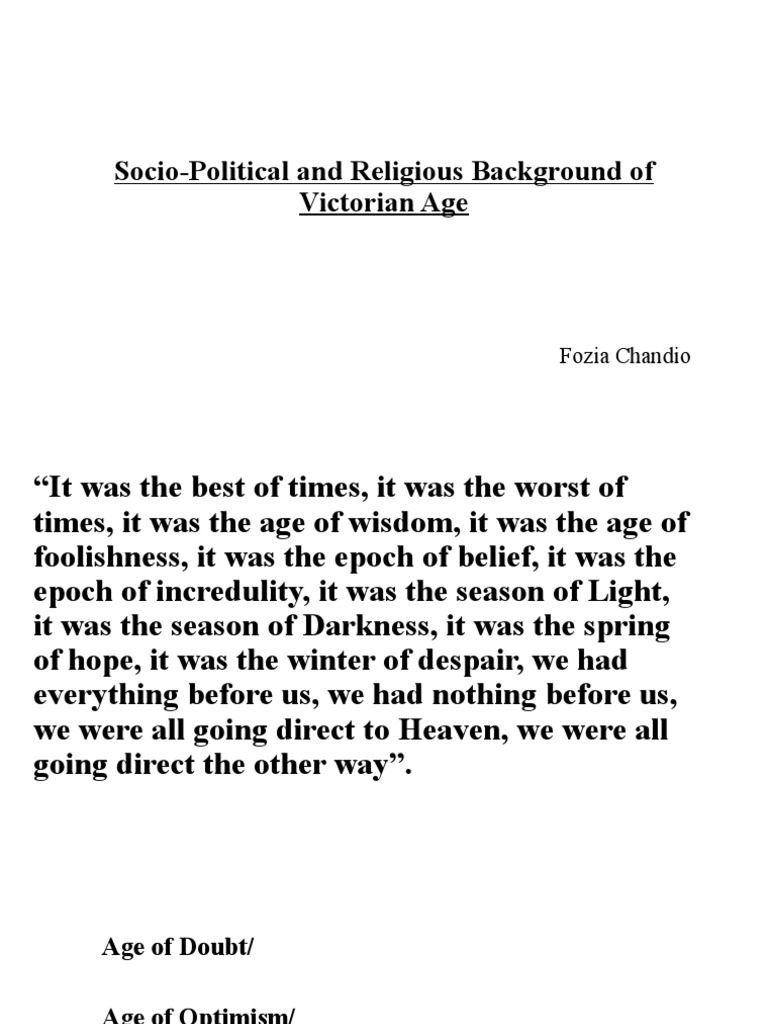 SocioPolitical Background of Victorian Age PDF United Kingdom Of