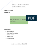 Les Domaines de Sciences Sociales: Nedjari Lamia Guendouzi Romaissa Taiati Hanan Taiati Aya