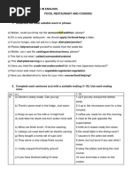 Vocabulary 7 Food, Restaurants and Cooking