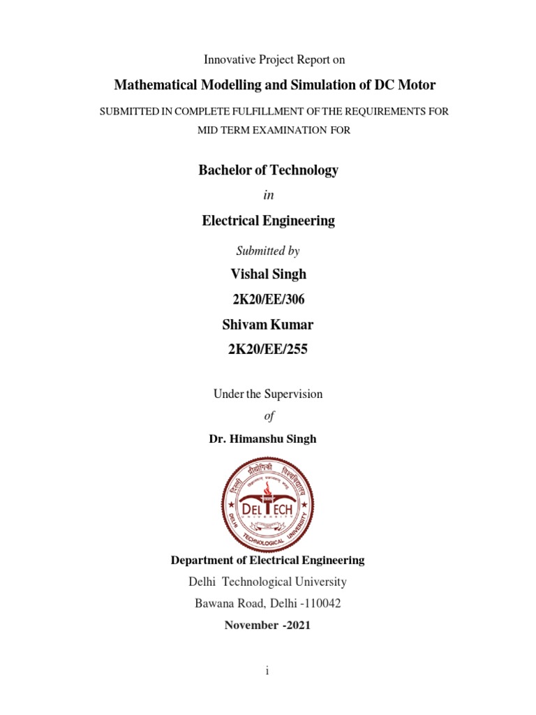 DC Motor Modeling for B.Tech Students | PDF | Electric Motor | Inductance