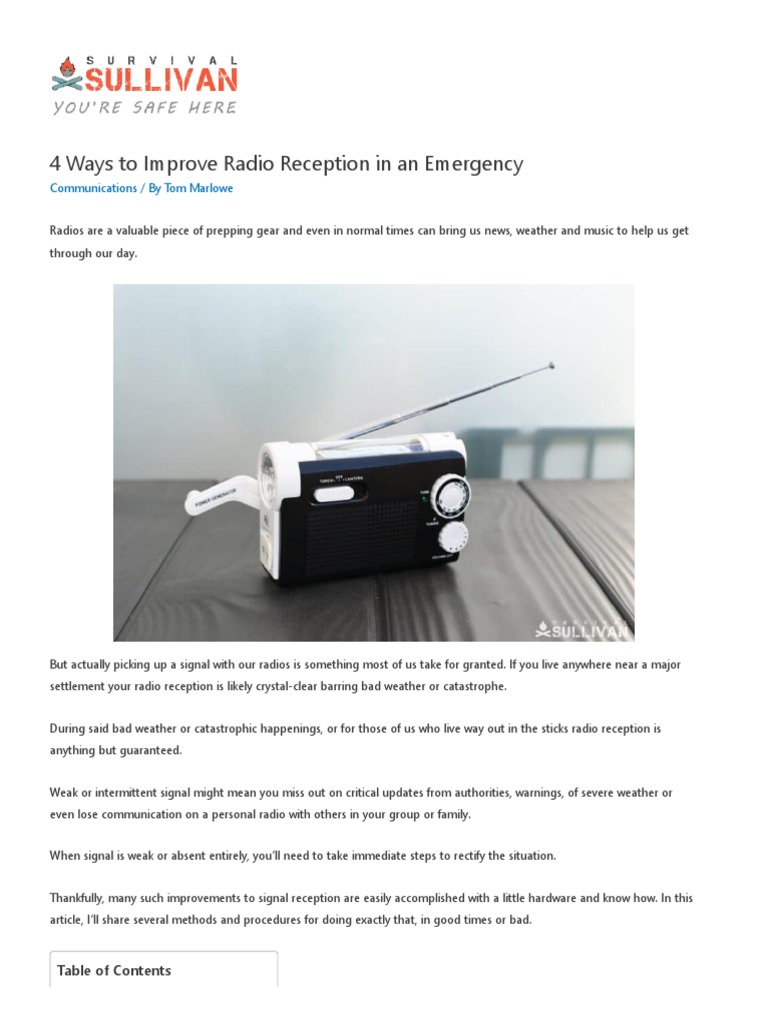4 Ways To Improve Radio Reception in An Emergency Survival Sullivan