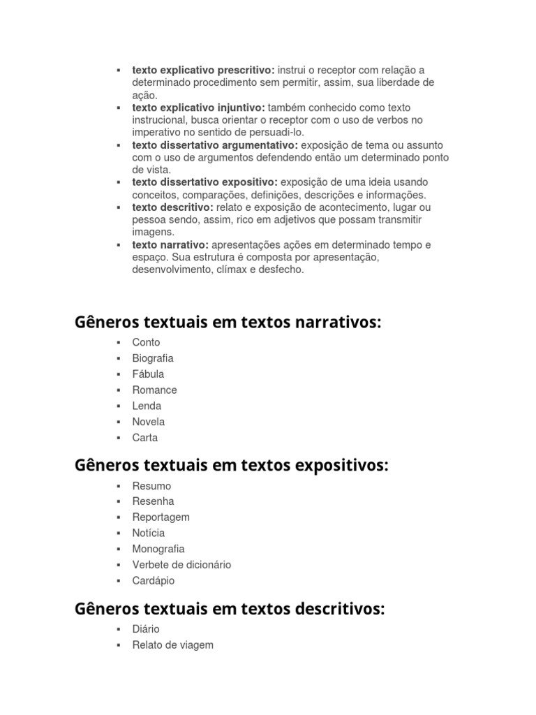 Tipos e Exemplos de Textos Prescritivos | PDF | Estudos de Línguas ...