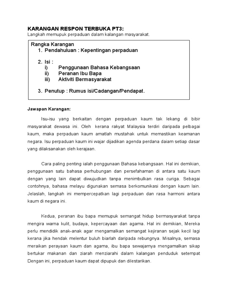 Karangan Respon Terbuka Pt3 Pdf