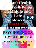 Mental Health and Well Being in Middle A