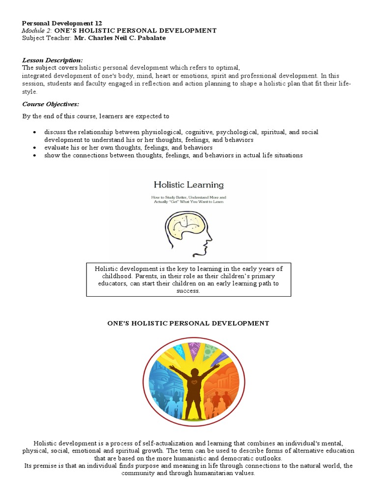 Holistic Personal Development Overview | PDF | Cognitive Development ...
