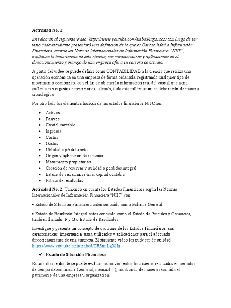 Avances Tarea 4 | PDF | Contabilidad | Estado financiero