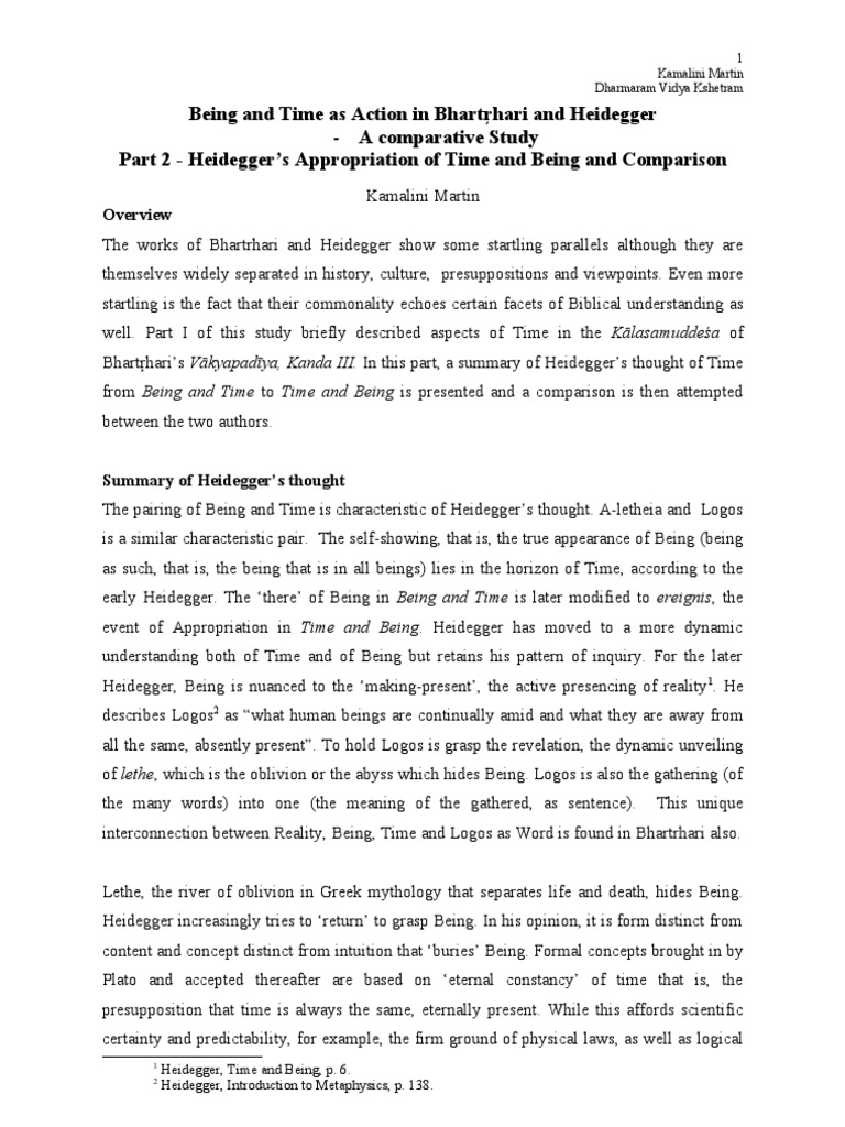 Bhartrhari Heidegger PDF Being And Time Time