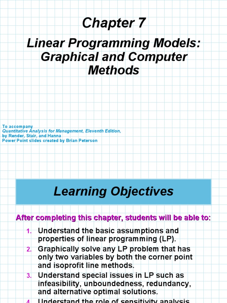 Linear Programming Models: Graphical and Computer Methods | PDF ...