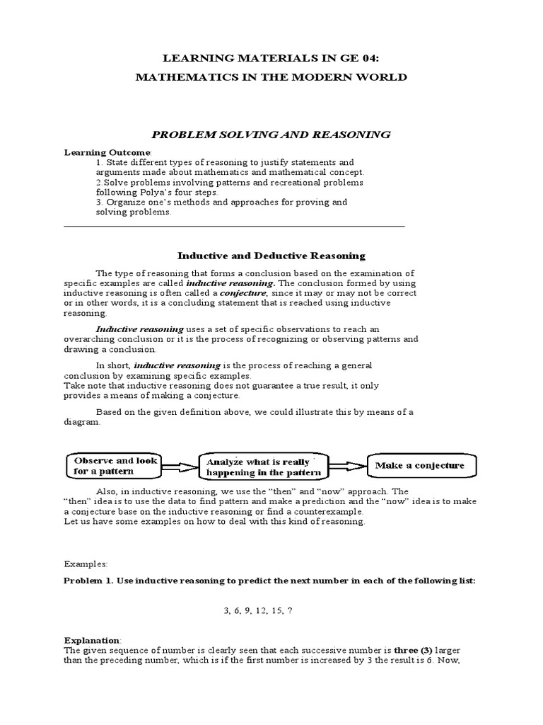 Problem Solving in Modern Mathematics | PDF | Inductive Reasoning | Reason
