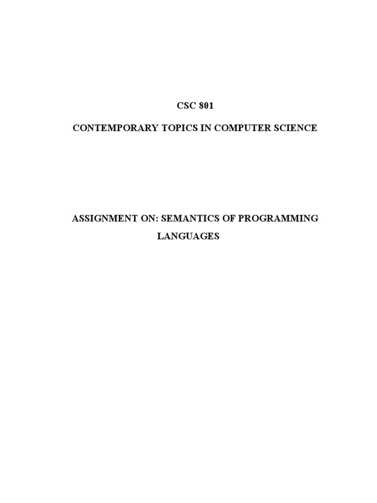 Programming Language Semantics Guide | PDF | Programming Language | C++