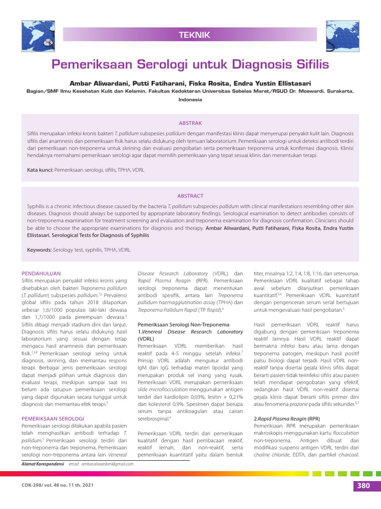 Pemeriksaan Serologi Untuk Diagnosis Sifilis | PDF