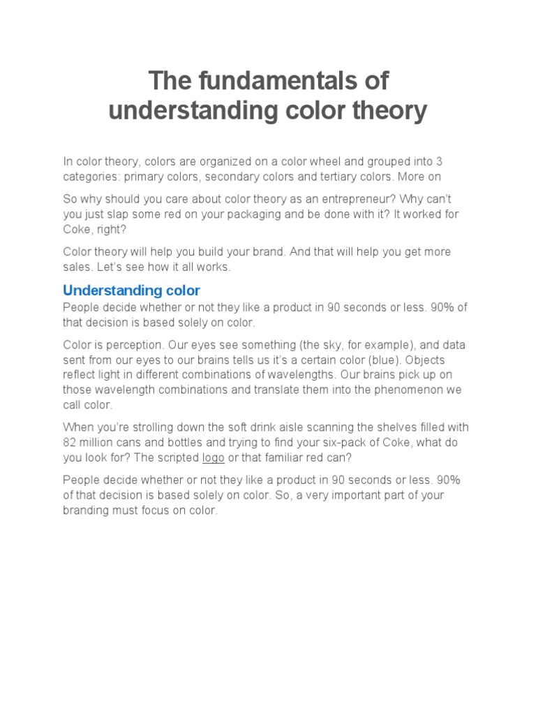 Fundamentals of Understanding Color Theory PDF Color Rgb Color Model