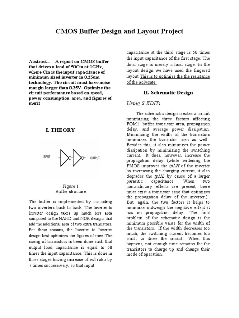 CMOS Buffer Design and Layout Project: I. Theory | PDF | Electrical ...