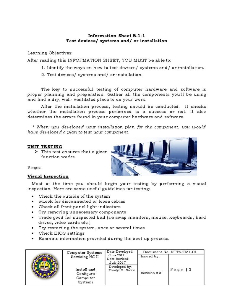 Sample Instruction Sheet | PDF | Computer Hardware | Bios