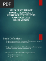 Main Features of Projects, Project Resource Statements and Financial Statements