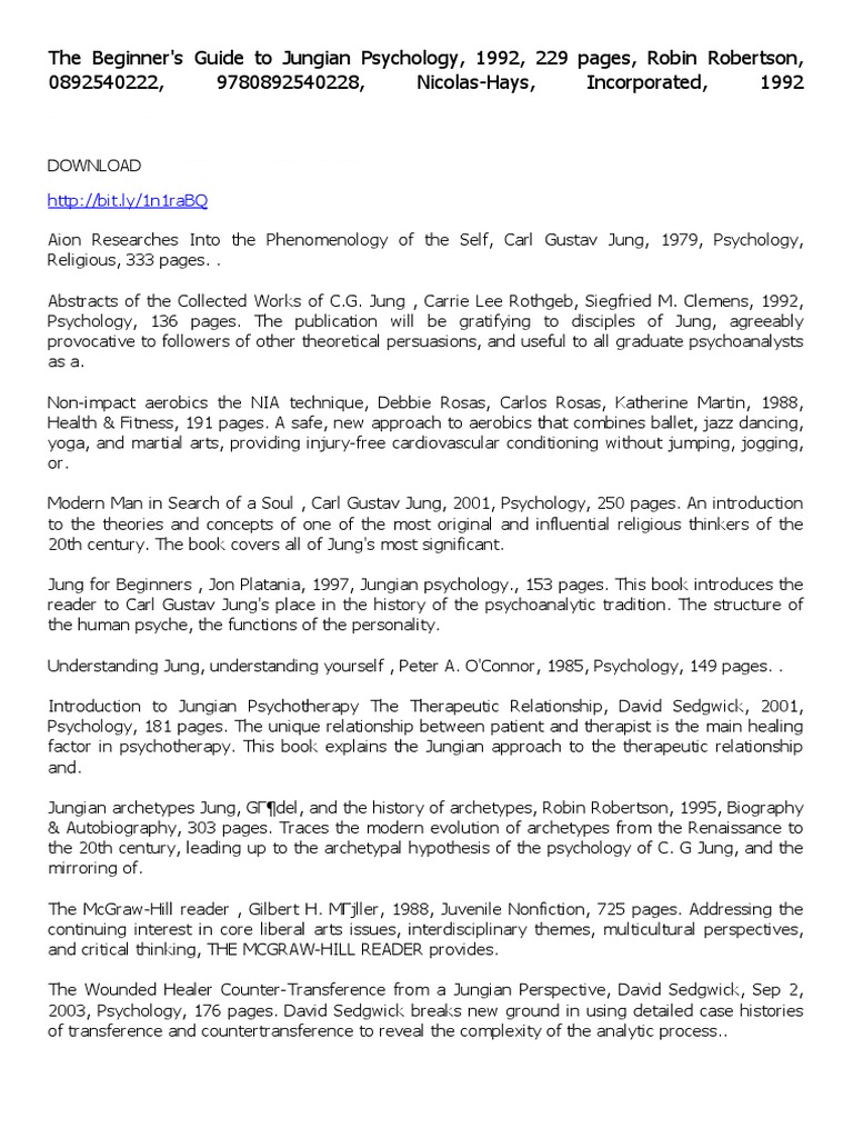 The Beginners Guide To Jungian Psychology PDF Carl Jung Analytical Psychology