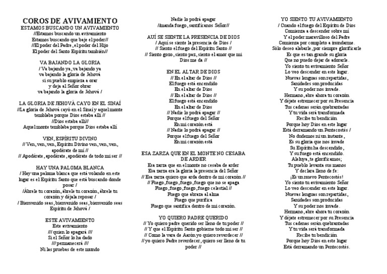 Coros de Avivamiento | PDF | Comportamiento religioso y experiencia