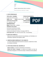 Evaluación fonológica y lenguaje niña 6 años