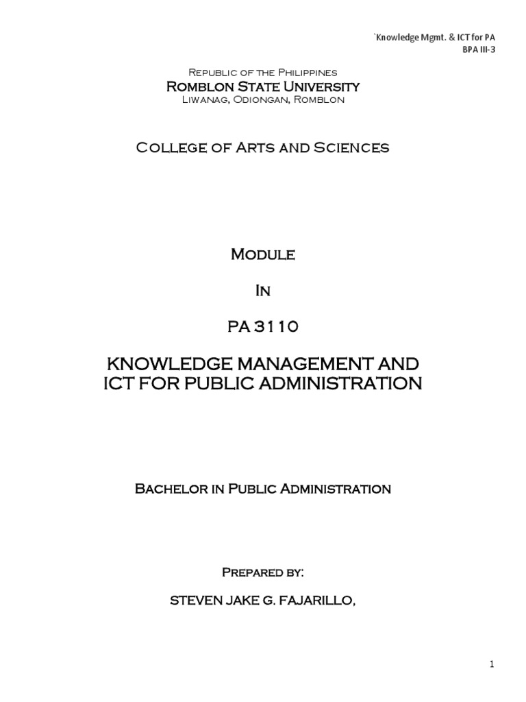 Knowledge Management & ICT in PA | PDF | Cloud Computing | Internet Access