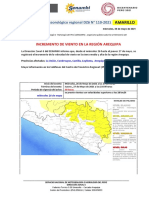 Aviso Meteorológico DZ 6 N° 110-2021 NIVEL AMARILLO incremento viento en la RegiónArequipa