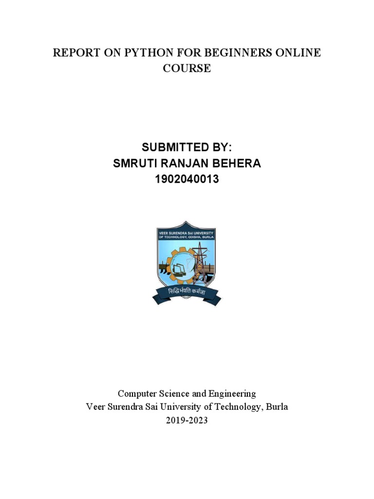 Report On Python For Beginners Online Course | PDF | Matlab | Computer ...