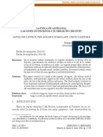 La Ética de Antígona, Las Leyes No Escritas Y El Error de Creonte