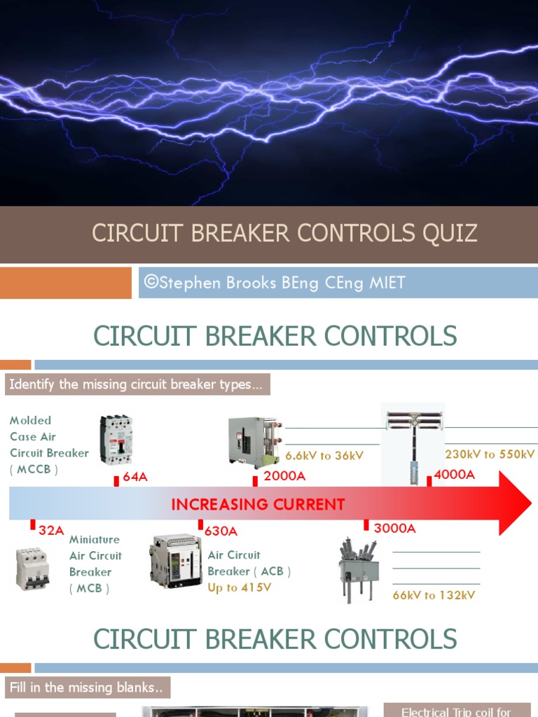Circuit Breaker Controls Quiz PDF Electrical Engineering Machines