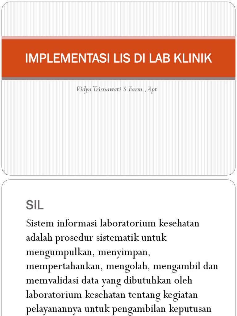 Implementasi Lis Di Lab Klinik 29 09 21 Pdf